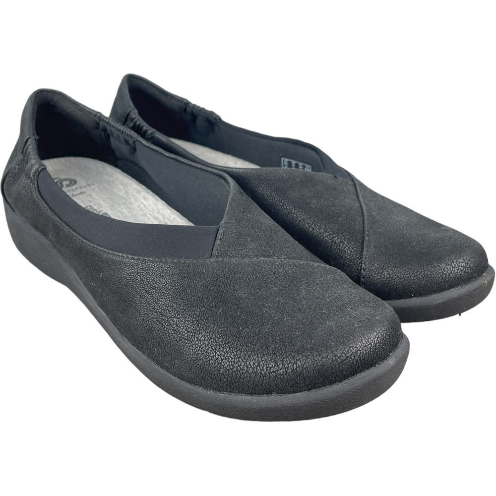 Clark Cloudsteppers Women's Soft Cushion Black Slip On Flat Size 9 M